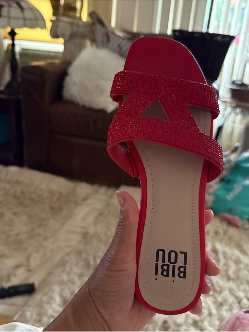 Bibi Lou Red Beaded Slide Sandals - Women